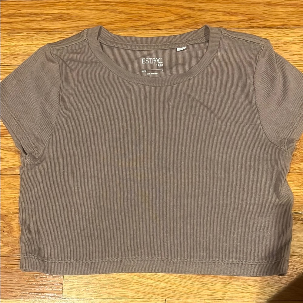 ESTPAC Ribbed Crop Top in Taupe